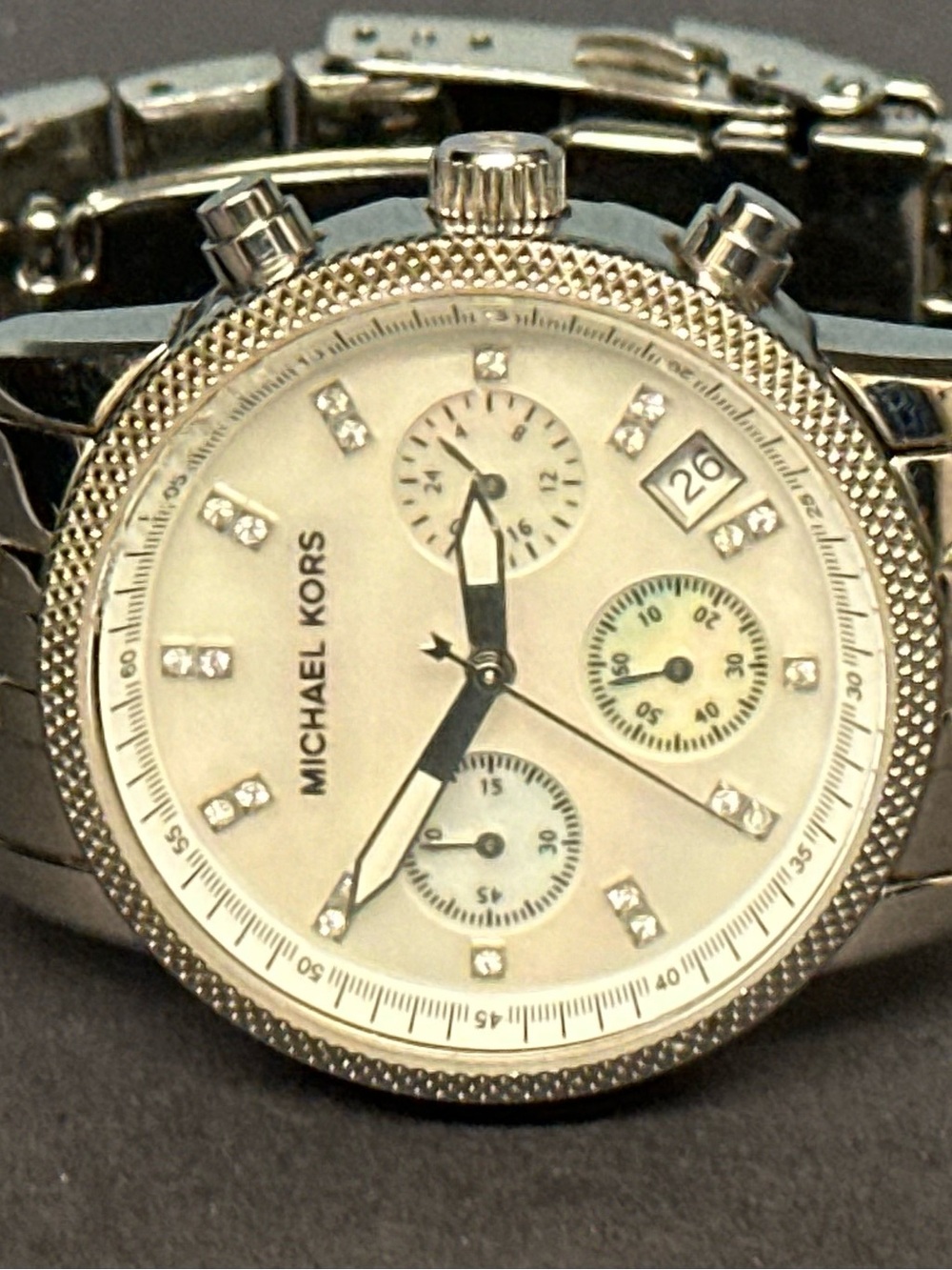 Michael Kors Silver-Tone Crystal Accent Men's Chronograph Watch